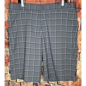 Nike Flat Front Golf Shorts Men's Size 36 Gray Black Plaid Stretch 487306-021